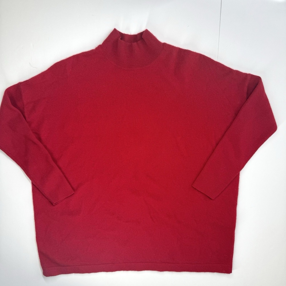 Red 100% Cashmere Turtleneck Sweater Dolman Long Sleeve Shirt Womens Size S